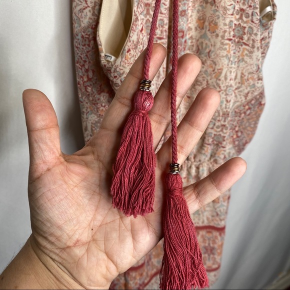 Lulu’s Pink Printed Halter Tassel Romper - Picture 11 of 12